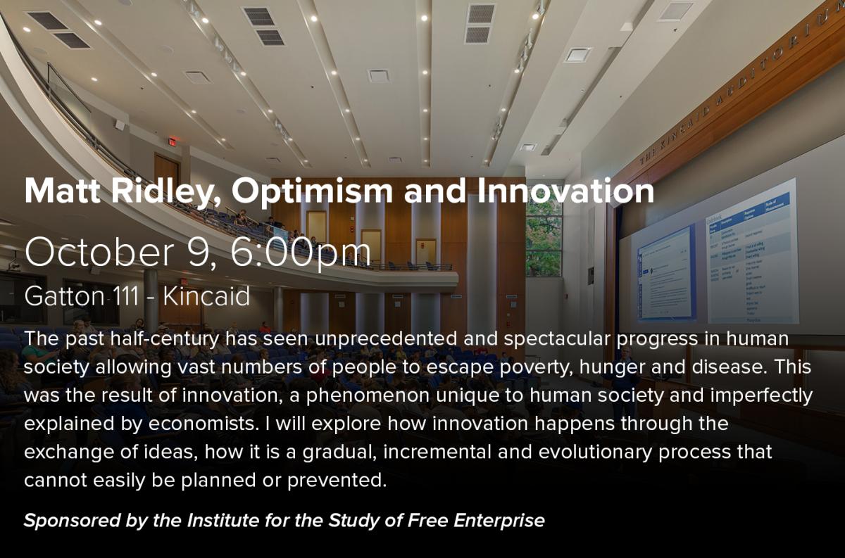 Matt Ridley: Optimism and Innovation Flyer